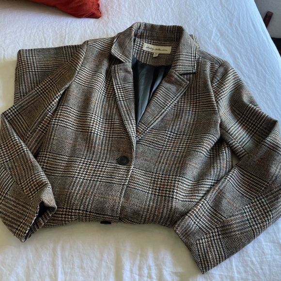 Sebby CollectionBrown Black Houndstooth Coat